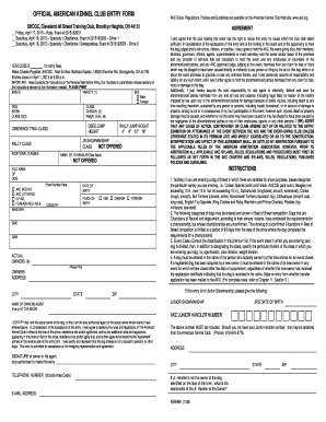 American Kennel Club Dog Show Entry Form