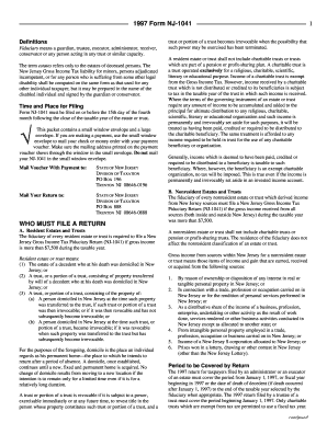 1997 New Jersey Fiduciary Income Tax Form NJ-1041