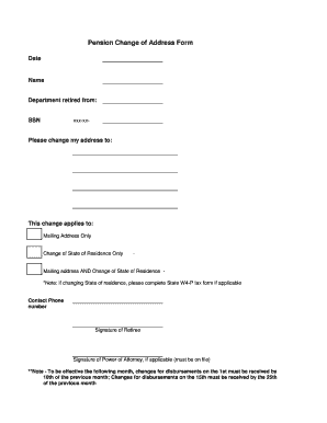 Pension Change of Address Form