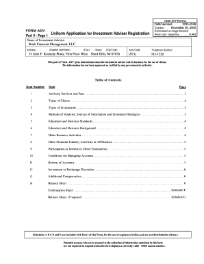 Form ADV Investment Adviser Registration