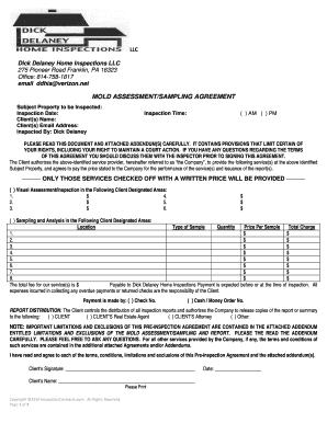Mold Assessment Sampling Agreement