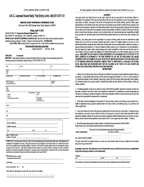 AKC Hound Rally Trial Entry Form