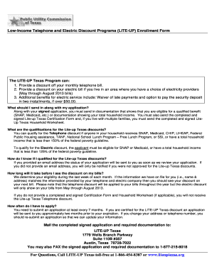 LITE-UP Texas Enrollment Form