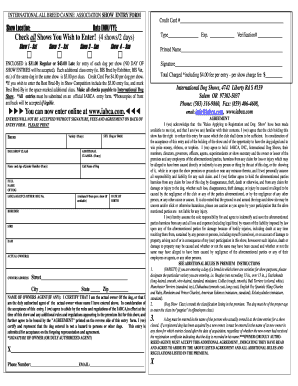 International All Breed Canine Association Show Entry Form