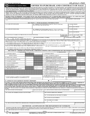 VA Form 26-6705 Offer to Purchase and Contract of Sale