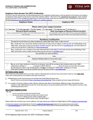 Employee State Income Tax Verification Form