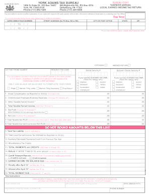 York Adams Local Earned Income Tax Return