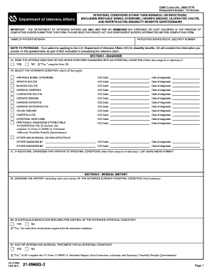 VA Form 21-0960G-3 Intestinal Conditions Disability Benefits Questionnaire