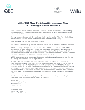 Yachting Australia Third Party Liability Insurance Application