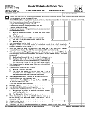 Schedule L Standard Deduction for Certain Filers