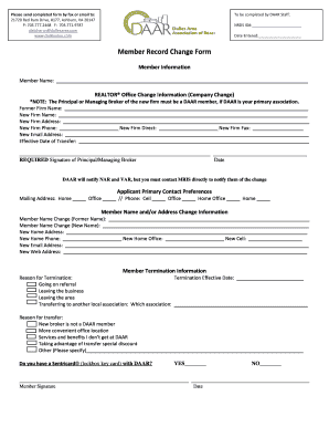 Member Record Change Form