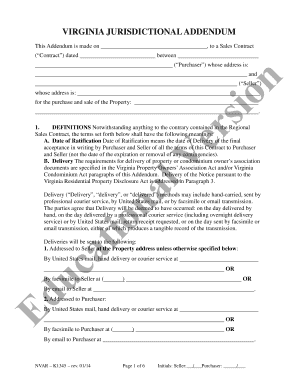 Virginia Sales Contract Addendum