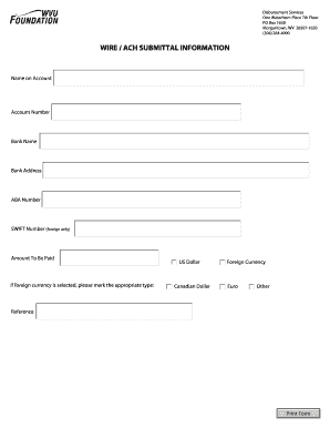 Wire ACH Submittal Information