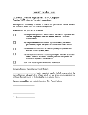 California Permit Transfer Form
