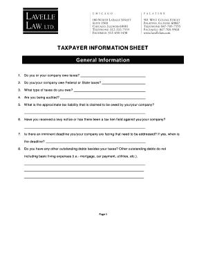 Taxpayer Information Sheet