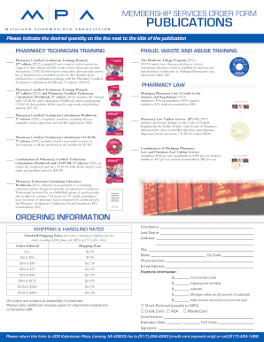 Membership Services Order Form