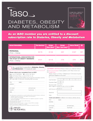 Diabetes Obesity and Metabolism Subscription Form