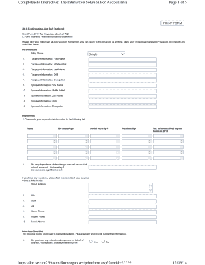 2014 Tax Organizer Form