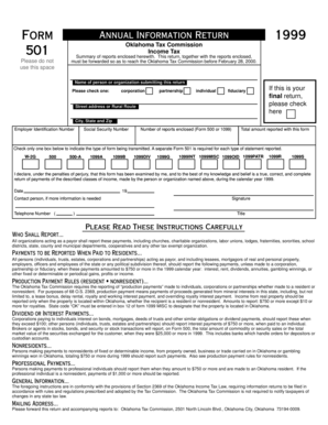 Oklahoma Annual Information Return 1999