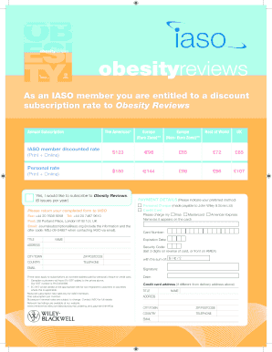 Obesity Reviews Subscription Form