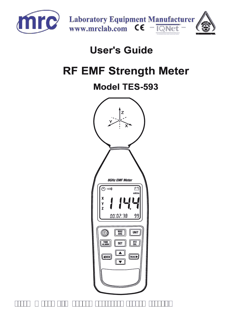 Fillable Online RF EMF Strength Meter Fax Email Print pdfFiller