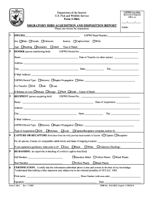 USFWS Migratory Bird Acquisition and Disposition Report