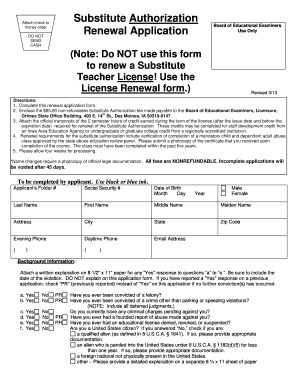Iowa Substitute Authorization Renewal Application