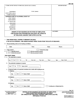 California Workplace Violence Restraining Order
