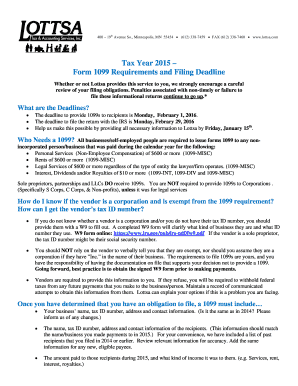 2015 Form 1099 Requirements and Filing Deadline