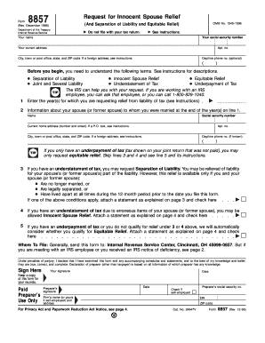 IRS Form 8857 Innocent Spouse Relief