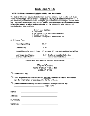 Wisconsin Dog License Application