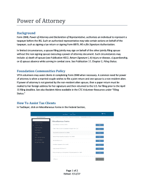 IRS Form 2848 Power of Attorney
