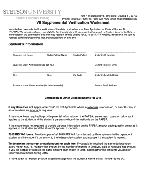 V6 Supplemental Verification Worksheet