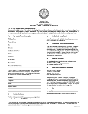 California Sub-Lease Agreement
