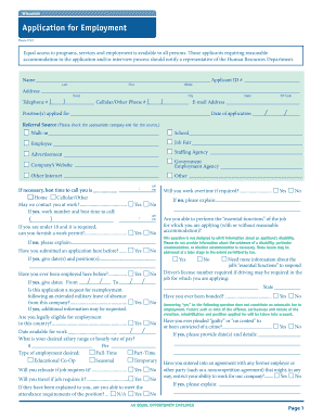 Wisconsin Application for Employment
