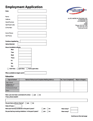 Employment Application Form