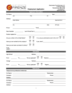 Employment Application Form