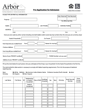 Pre-Application for Admission