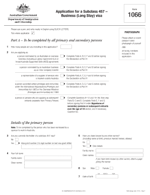 Application for Subclass 457 Business Visa