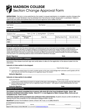 Madison College Section Change Approval Form