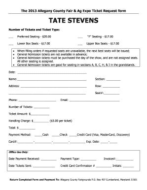 Allegany County Fair Ticket Request Form