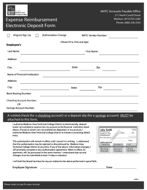 MATC Electronic Deposit Authorization Form