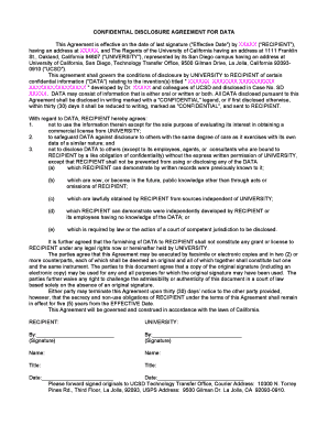 Confidential Disclosure Agreement for Data