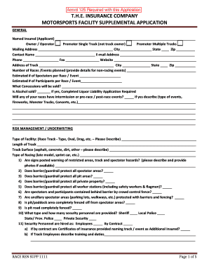 Motorsports Facility Supplemental Application