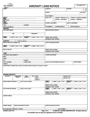 Aircraft Loss Notice Form