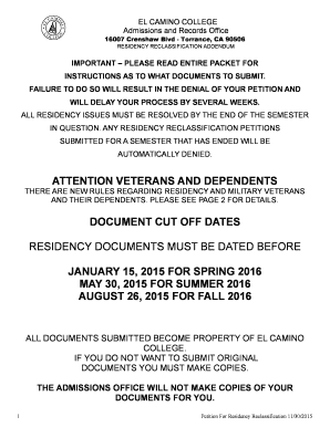 Residency Reclassification Petition