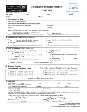 California Form 700 Statement of Economic Interests
