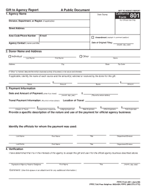 California Gift to Agency Report