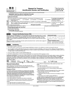 Form W-9 Request for Taxpayer Identification Number and Certification