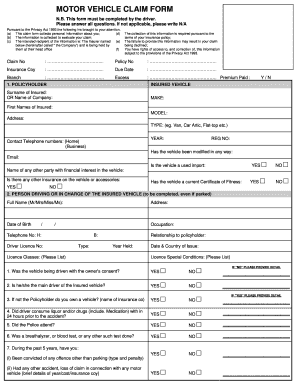 Motor Vehicle Claim Form